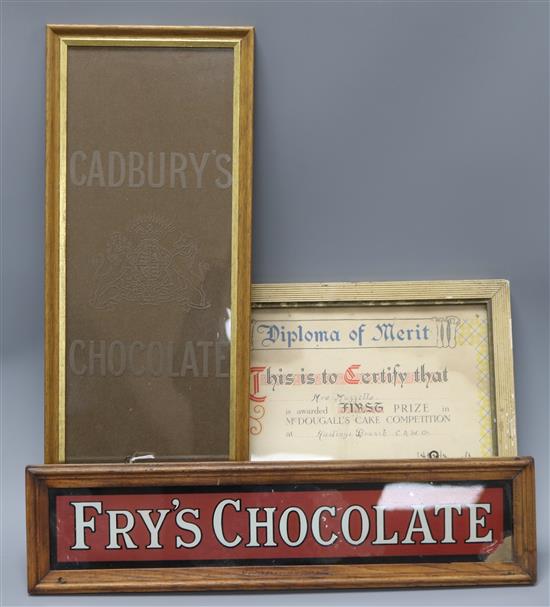 Three signs: Frys, McDougals and Cadburys largest 54 x 20cm